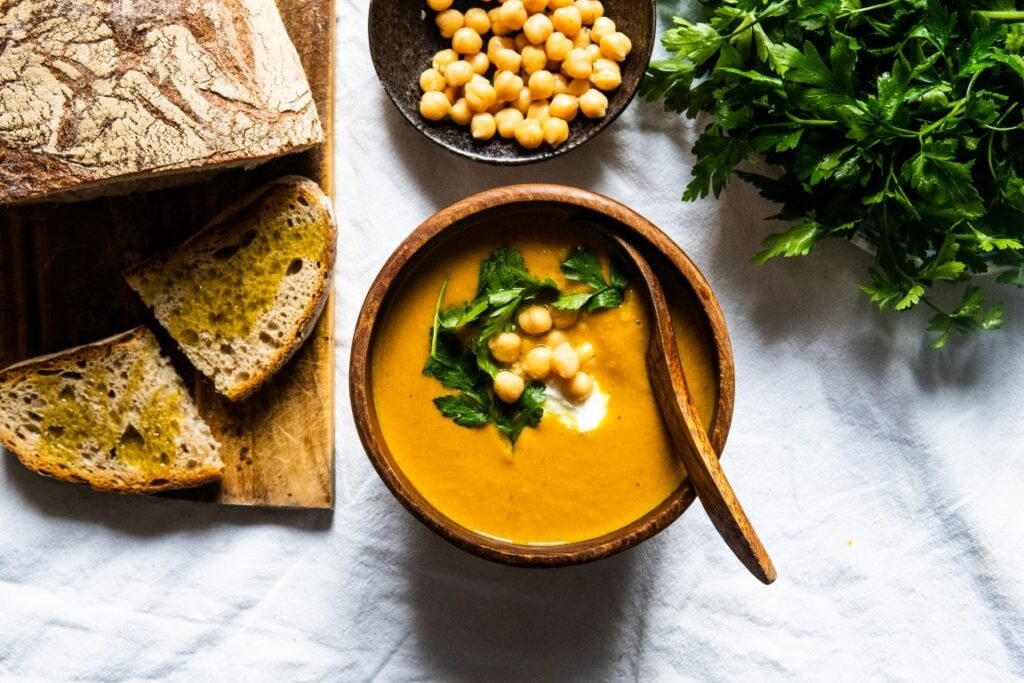 Roasted Carrot Soup with Peanut Butter and Chickpea 1