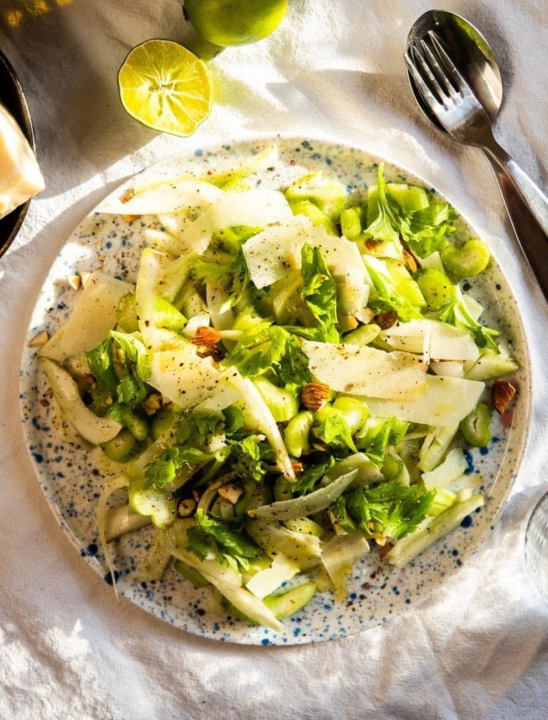 Celery Salad with Fennel, Fried Almonds and Pecorino 1