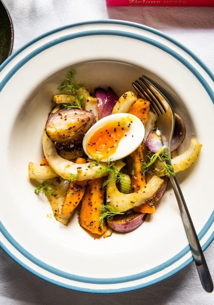 Sautéed Fennel with Sweet Potato, Mustard Seeds and 6-minute Eggs 1